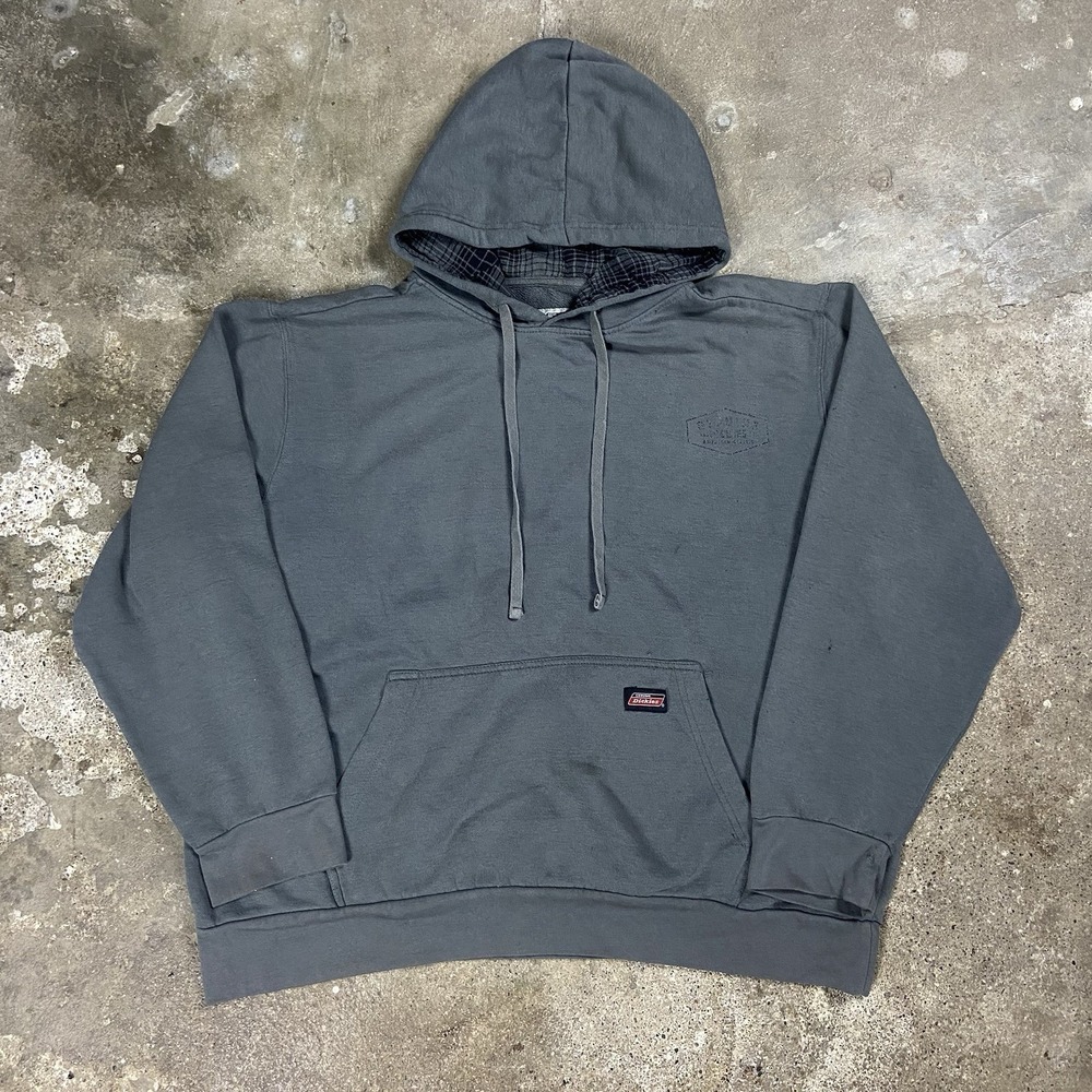 Genuine Dickies Sweatshirt Size Large Gray Pullover Hoodie Long Sleeve Work Wear
